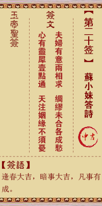 玉帝灵签 第20签:苏小妹答诗 中吉